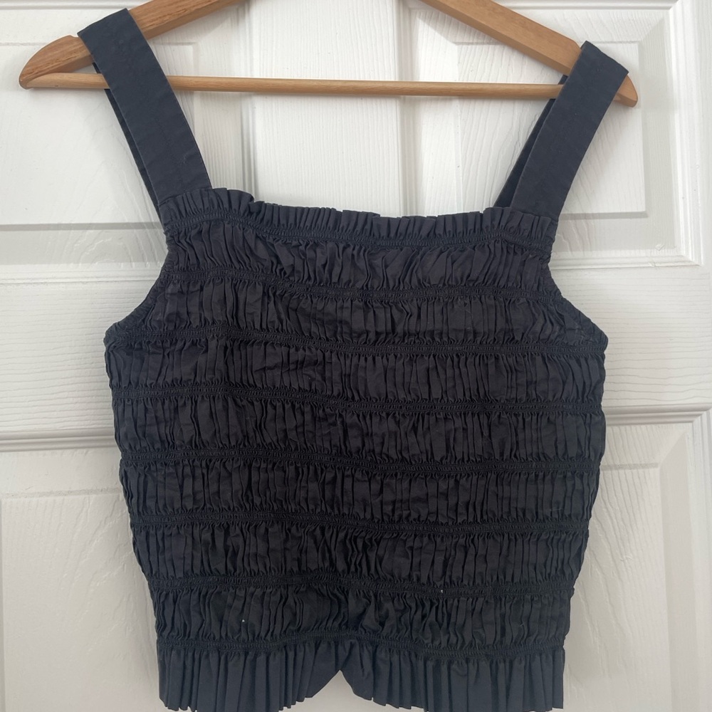 Everlane Black Ruffled Cropped Tank